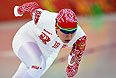 Ангелина Голикова (Россия) на дистанции в первом в забеге на 500 метров в соревнованиях по конькобежному спорту среди женщин.