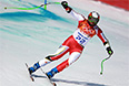 Ян Худек (Канада) на трассе слалома-супергиганта на соревнованиях по горнолыжному спорту среди мужчин на XXII зимних Олимпийских играх в Сочи.