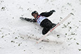 Алексей Гришин (Белоруссия) в квалификации лыжной акробатики на соревнованиях по фристайлу среди мужчин на XXII зимних Олимпийских играх в Сочи.