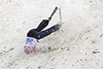 Николай Пуздерко (Украина) в квалификации соревнований по лыжной акробатике на XXII Зимних Олимпийских играх в Сочи.