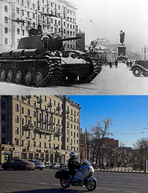 Москва, 1941 год. Танки на Пушкинской площади.
Москва. Вид на магазин "Армения" на Пушкинской площади.