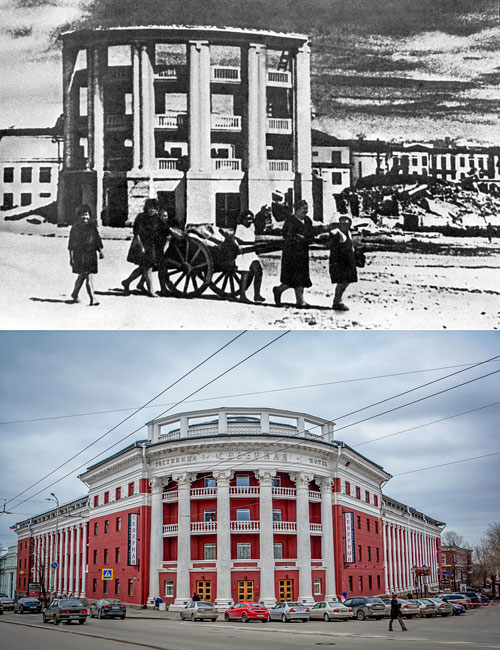 Петрозаводск, 1944 год. Жители возвращаются в освобожденный город.
Петрозаводск. Вид на гостиницу "Северная".