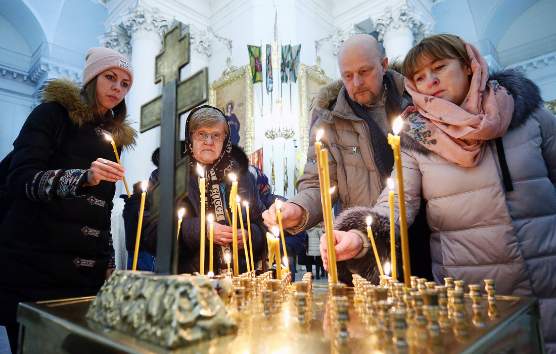 Во время панихиды в Троицком соборе