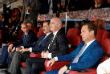 Глава российского правительства Дмитрий Медведев, президент ФИФА Джанни Инфантино и король Испании Филипп VI (справа налево) на матче в "Лужниках"