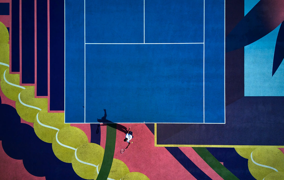 Вид на на теннисный корт Бостолл Гарденс в Лондоне