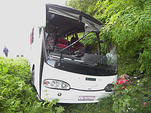 Водитель автобуса с паломниками заснул Водитель автобуса с паломниками заснул